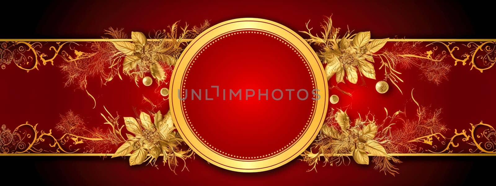 Christmas holiday decorations, banner with copy space made with Generative AI. High quality illustration