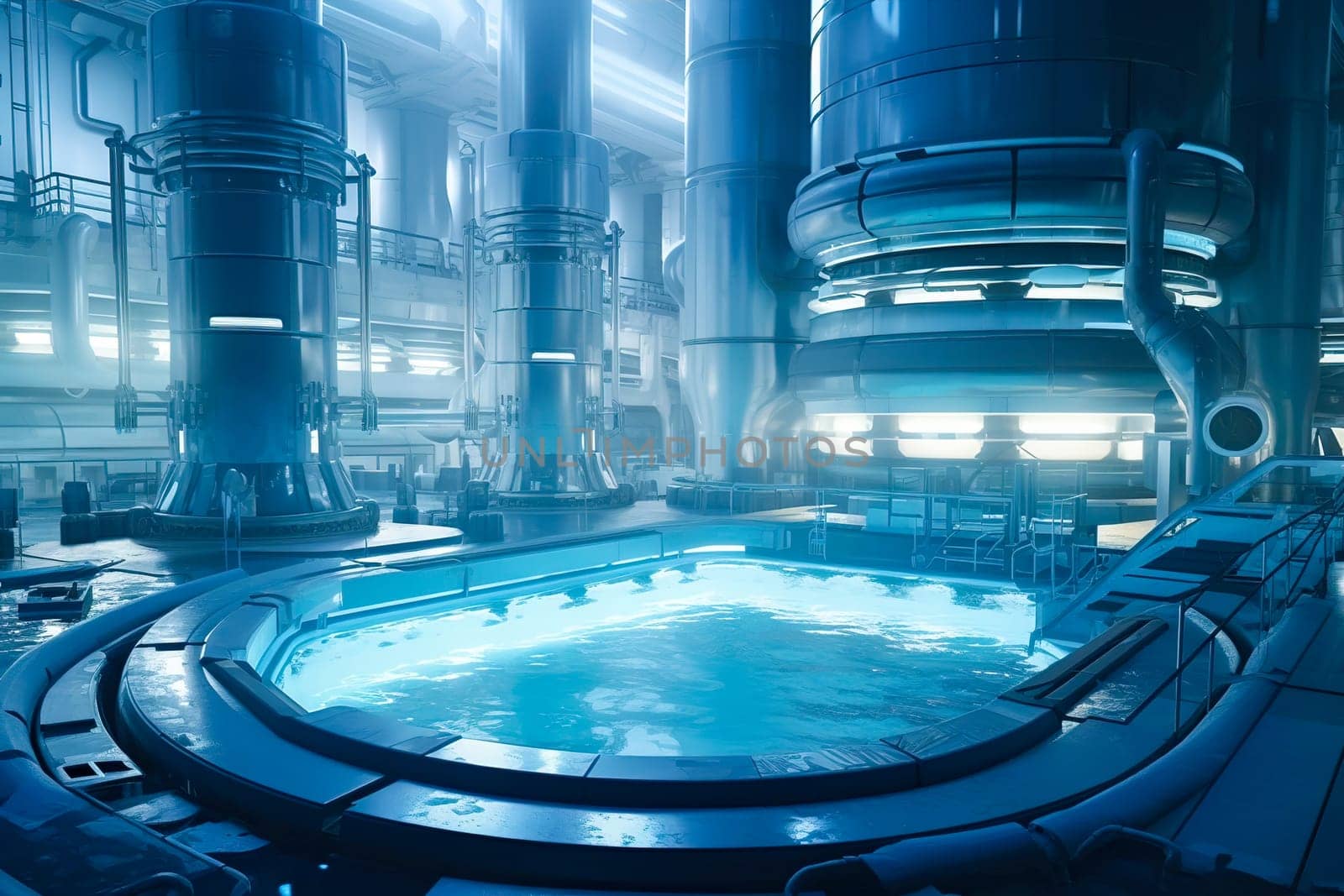 Water cooling of a nuclear reactor. Generative AI by Yurich32