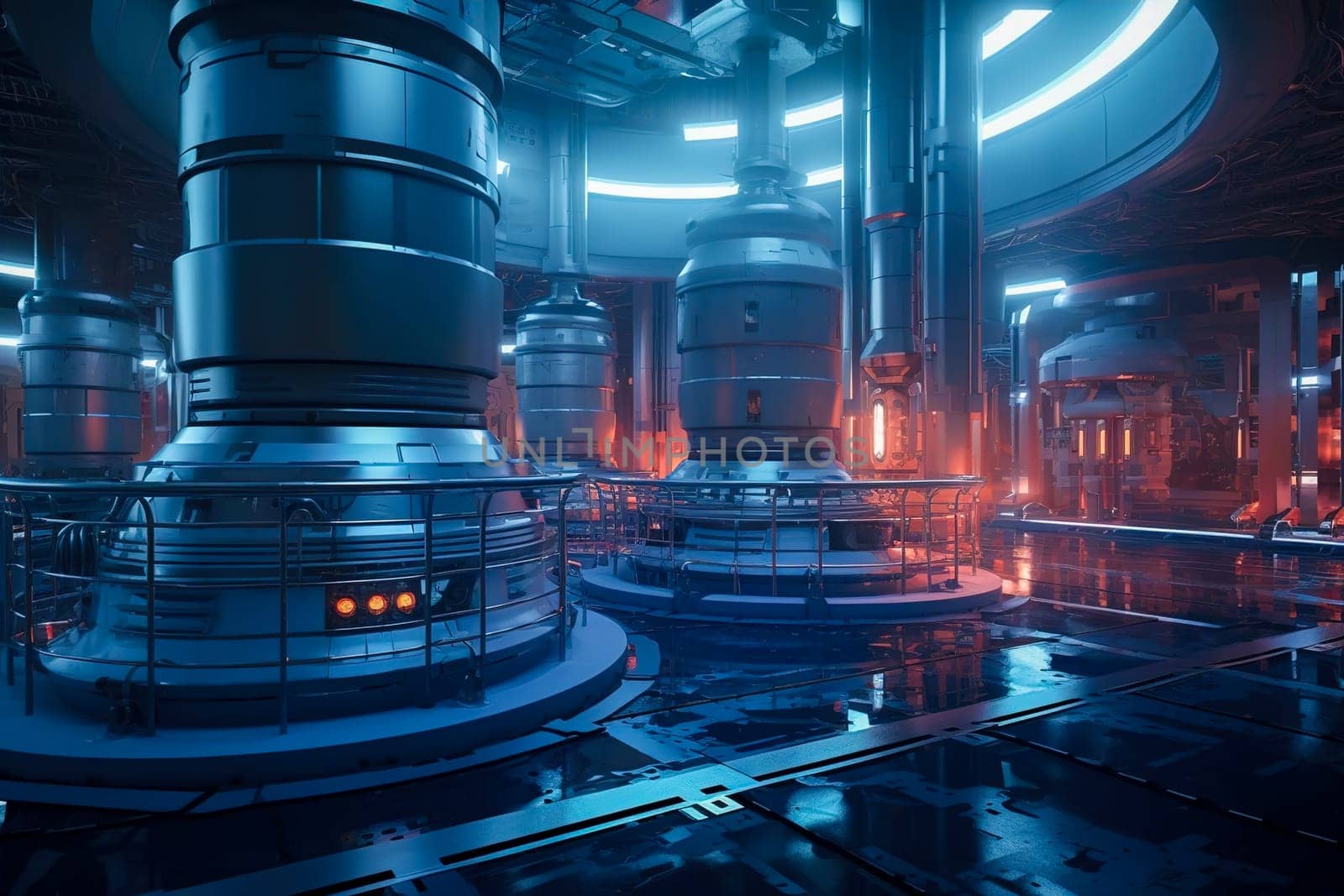 Water cooling of a nuclear reactor. Generative AI. High quality illustration