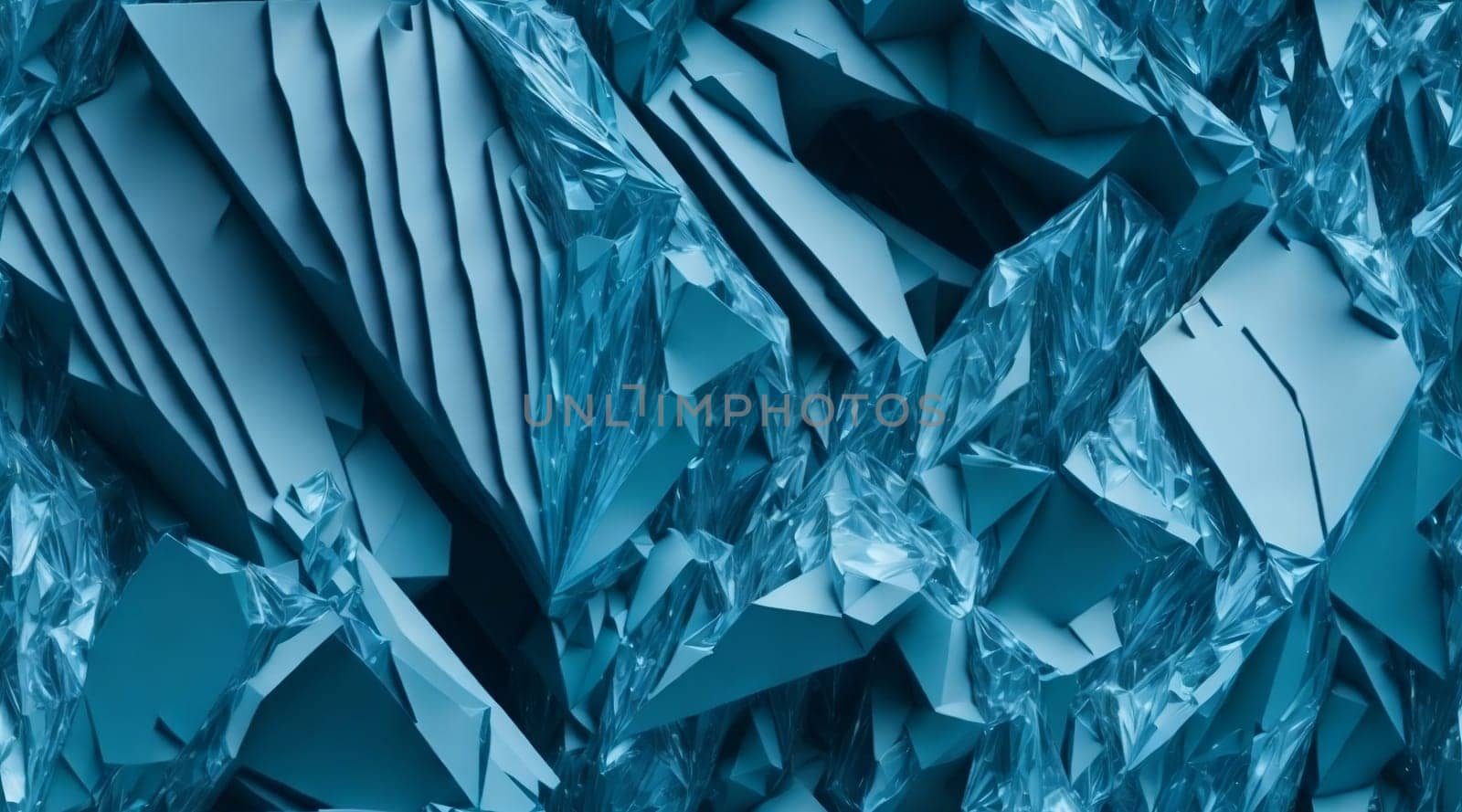 Abstract blue ice background with geometric shapes and lines.Generative ai by andre_dechapelle