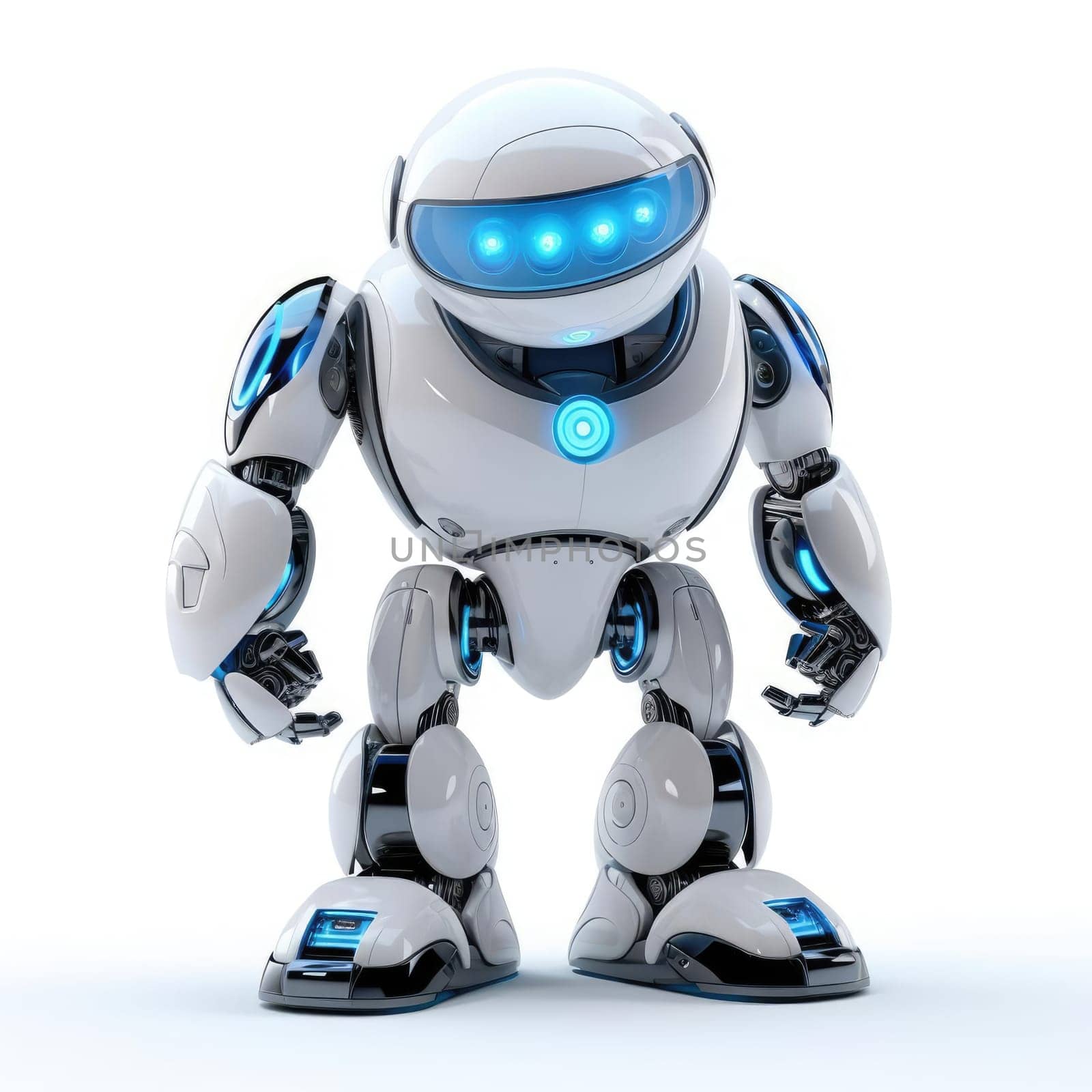 Small white robot on white background