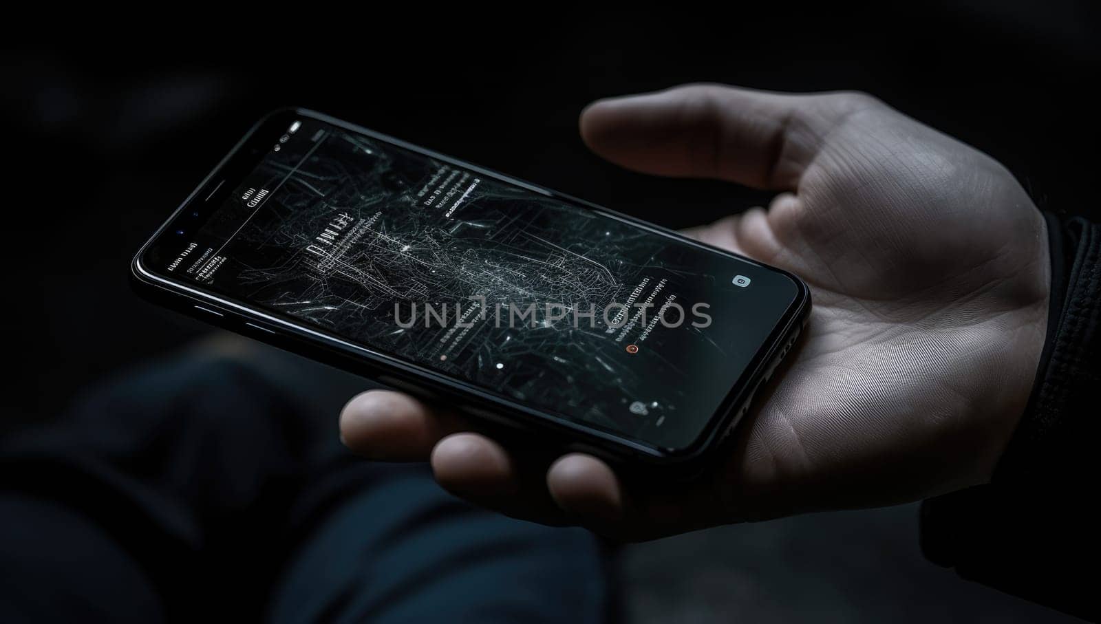 In the hand of a person lies the smartphone. Close-up