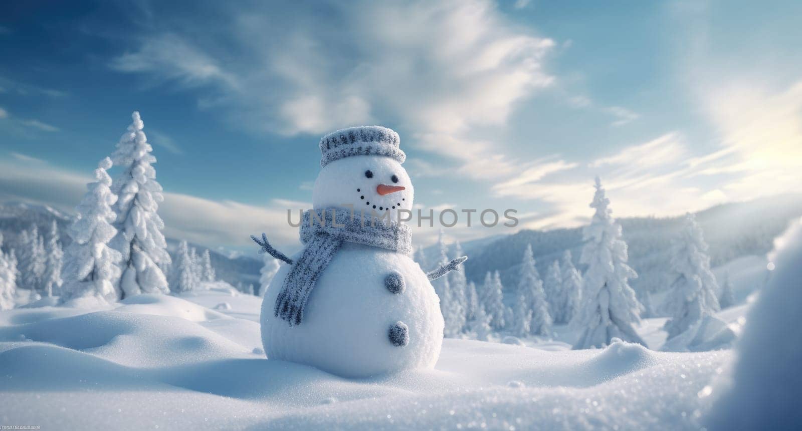 Little snowman in the snow by cherezoff
