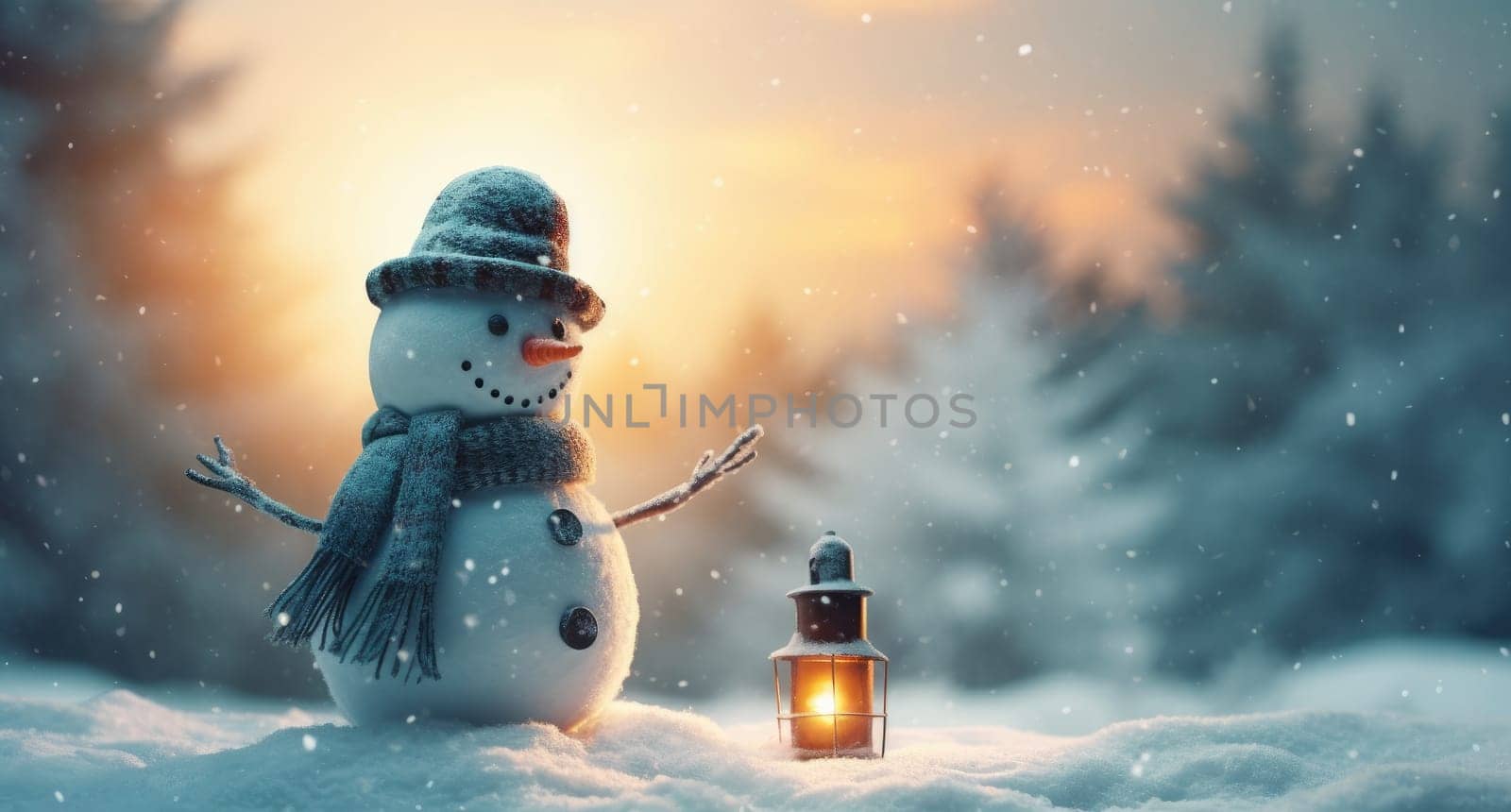 Little snowman in the snow by cherezoff