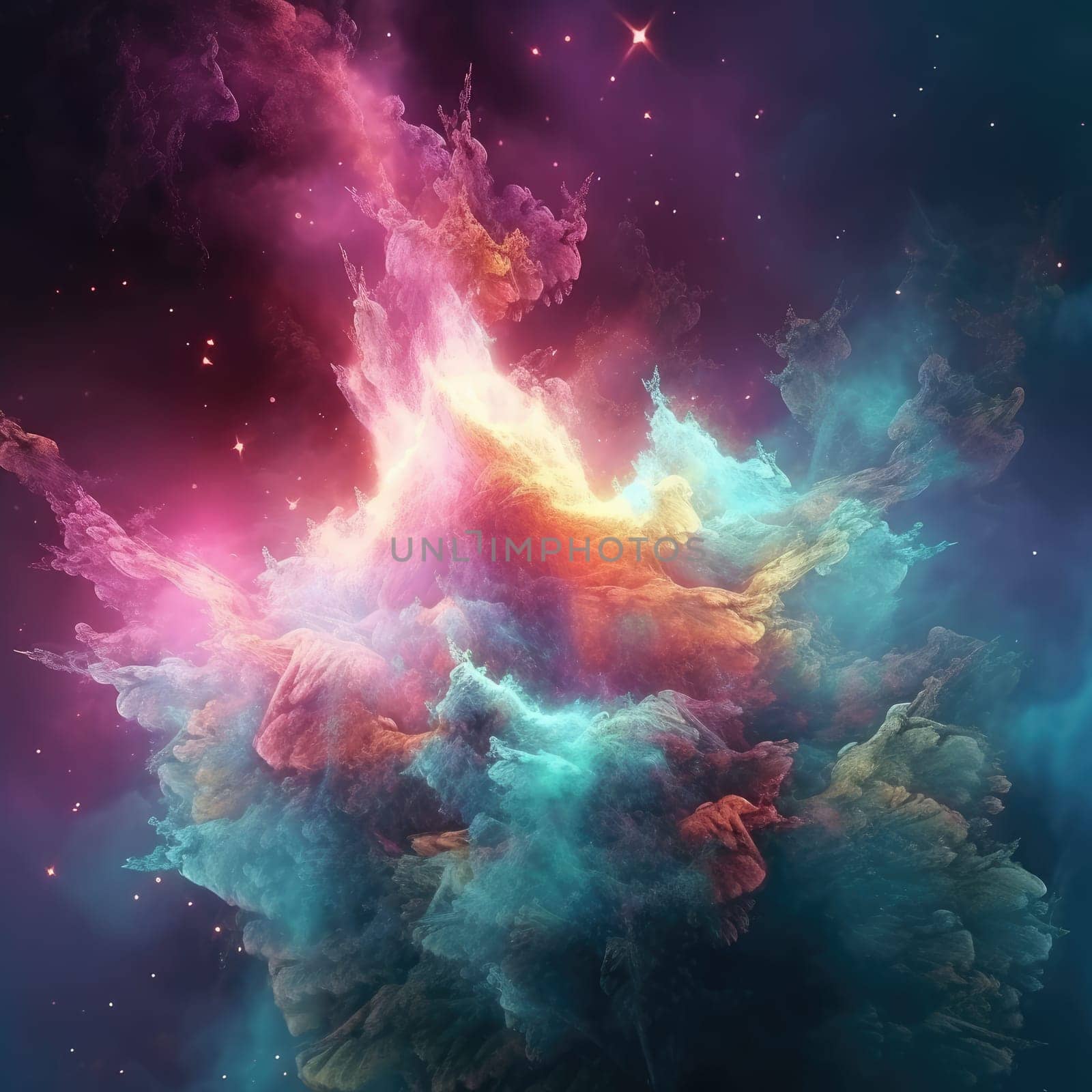 A large beautiful cluster of galactics, nebula by cherezoff