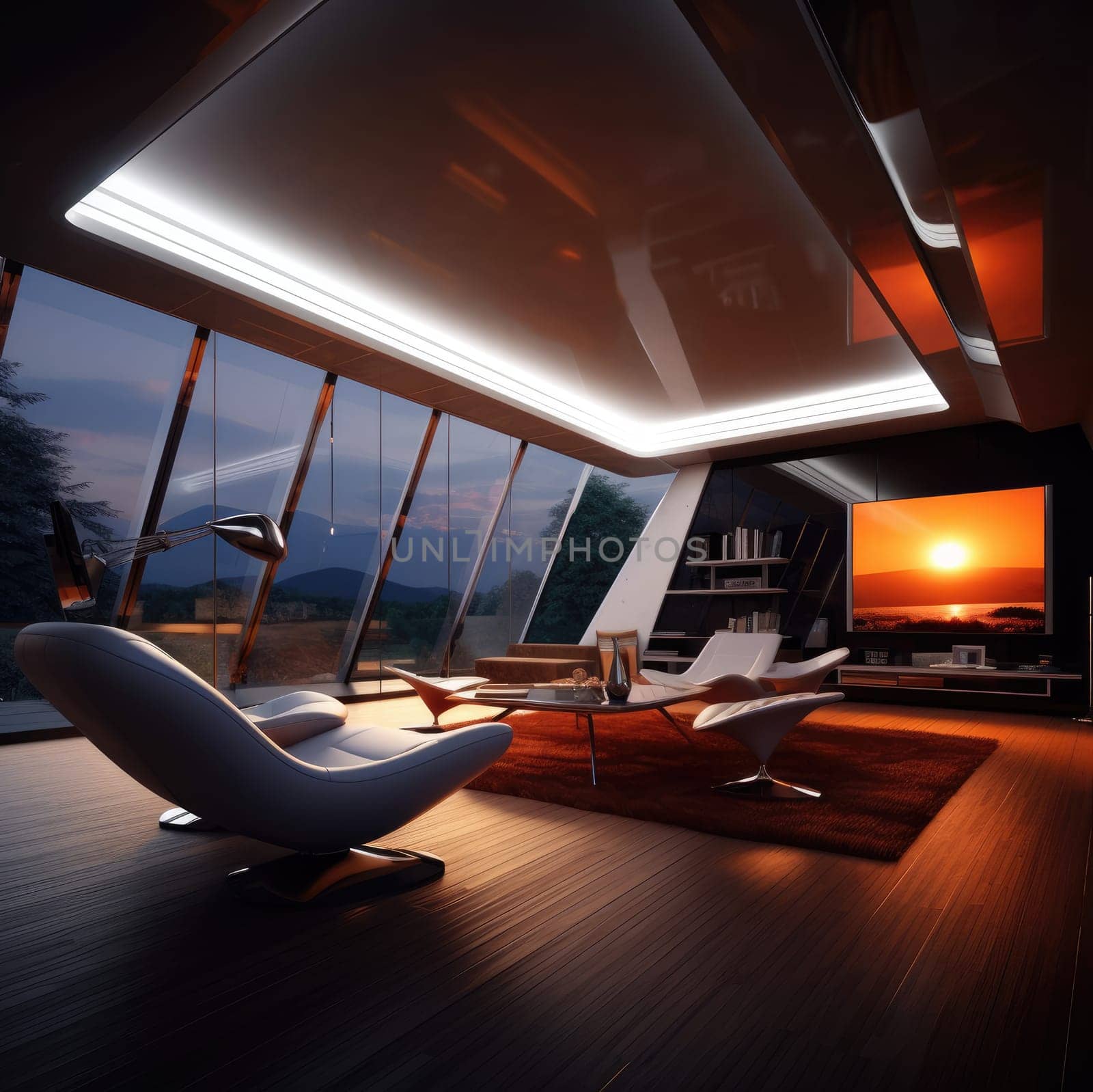 The interior of the future. Eye-catching lines and high technology