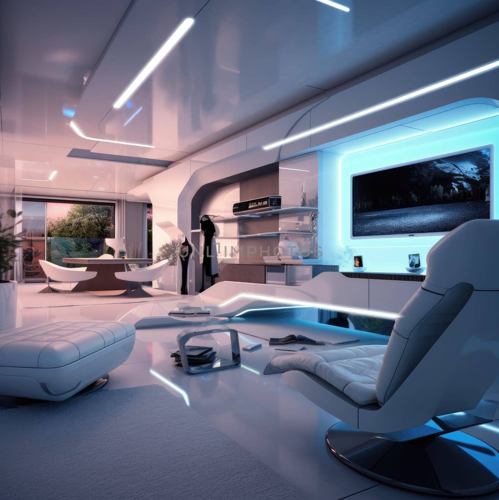 The interior of the future. Eye-catching lines and high technology