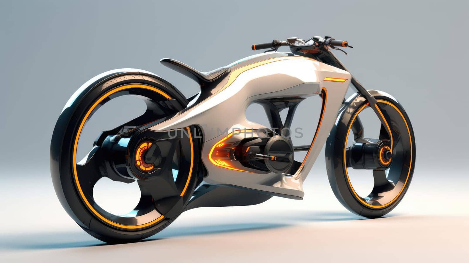 Motorcycle of the future, without a man on a white background