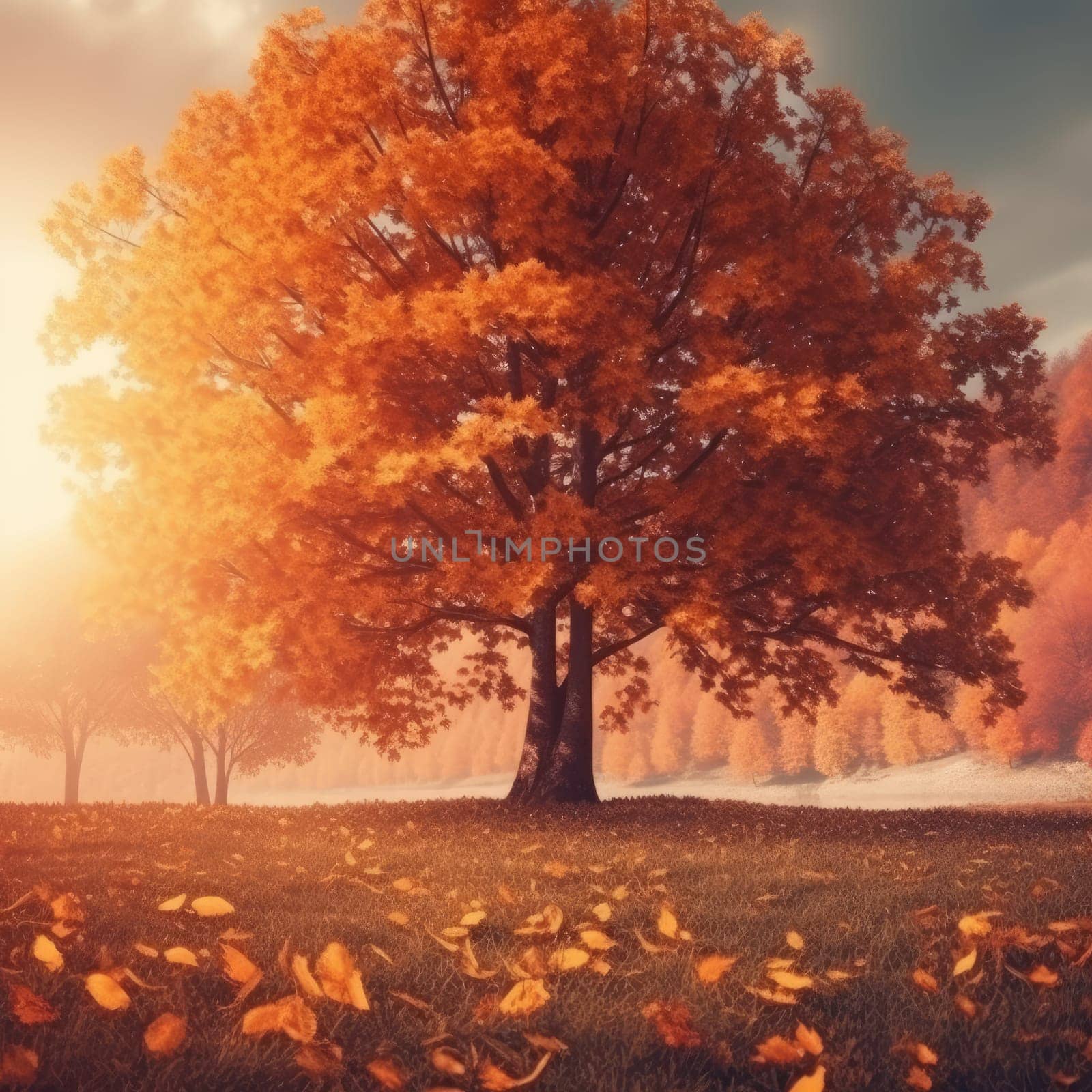 Yellow autumn tree. Autumn landscape. The concept of nature