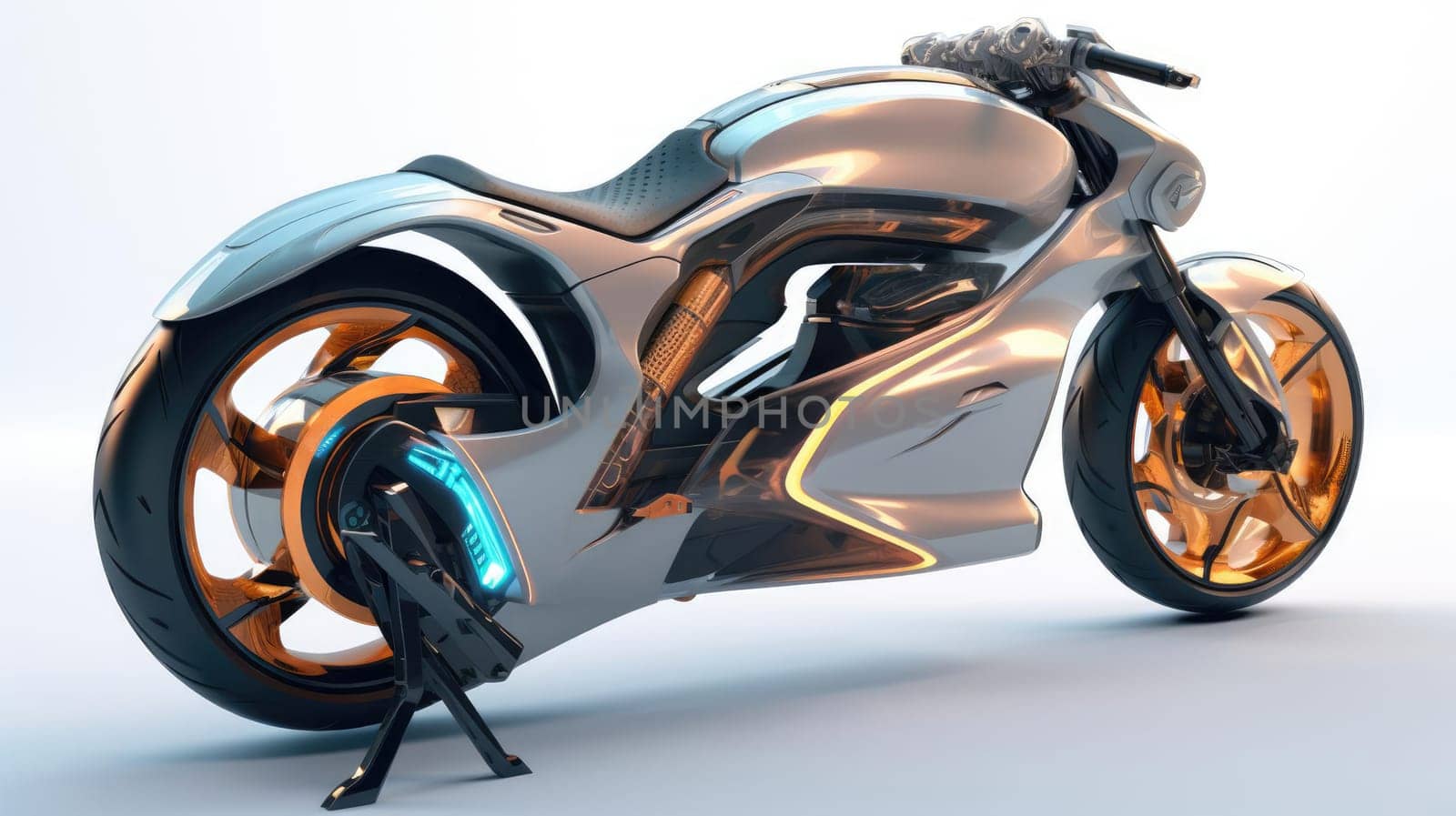 Motorcycle of the future, without a man on a white background