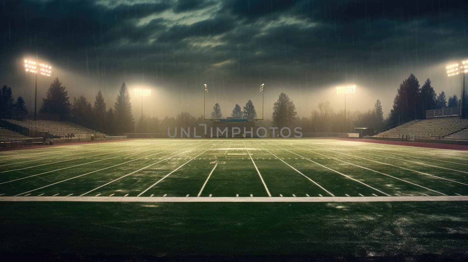 Football field. Dramatic sky by cherezoff