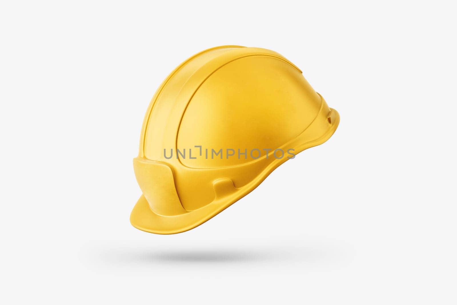 Protective construction helmet for the head yellow on a white background