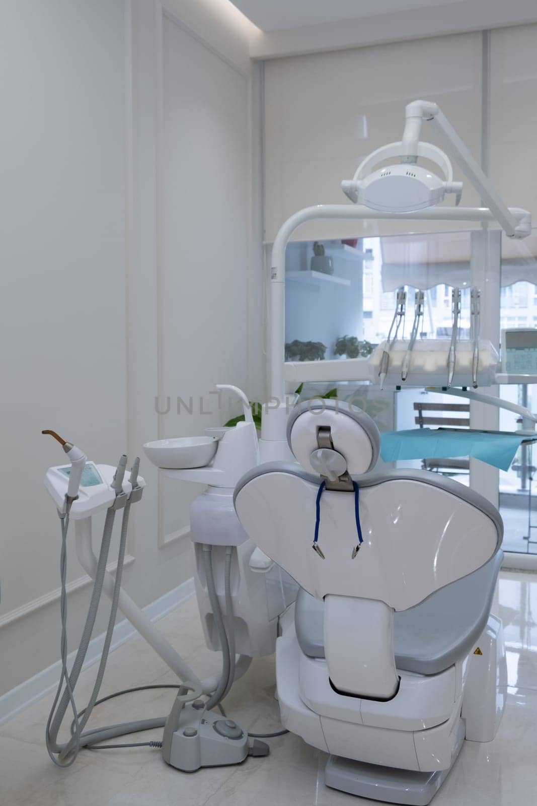 Interior of a dental clinic. Teeth healthcare. Medical clinic. Dental clinic. Dental chair. Dental equipment