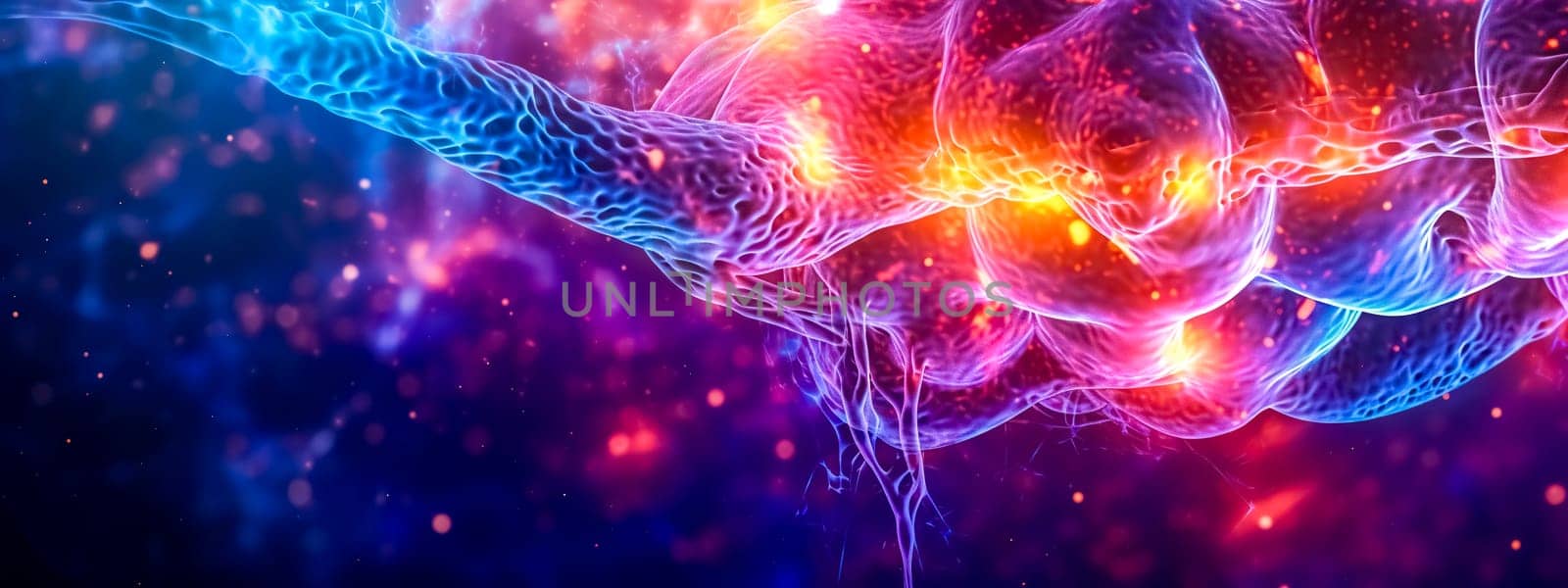 neural networks, colored backlighting, fast data transfer, thinking and intelligence, made with Generative AI. High quality illustration