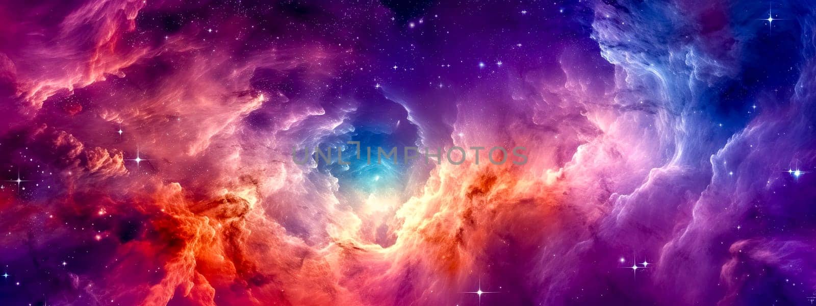 fantasy universe, colored space galaxy nebula. Starry night fascinating universe, banner made with Generative AI by Edophoto