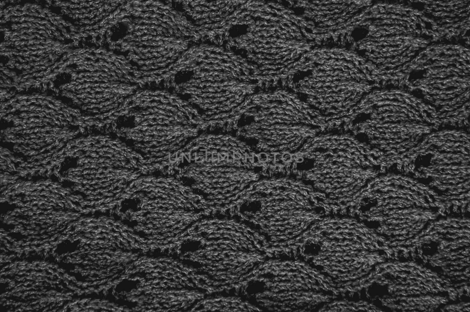 Knitted Print. Abstract Woven Design. Detail Handmade Holiday Background. Linen Pattern Knit. Dark Macro Thread. Scandinavian Christmas Decor. Cotton Plaid Wallpaper. Weave Knitted Print.