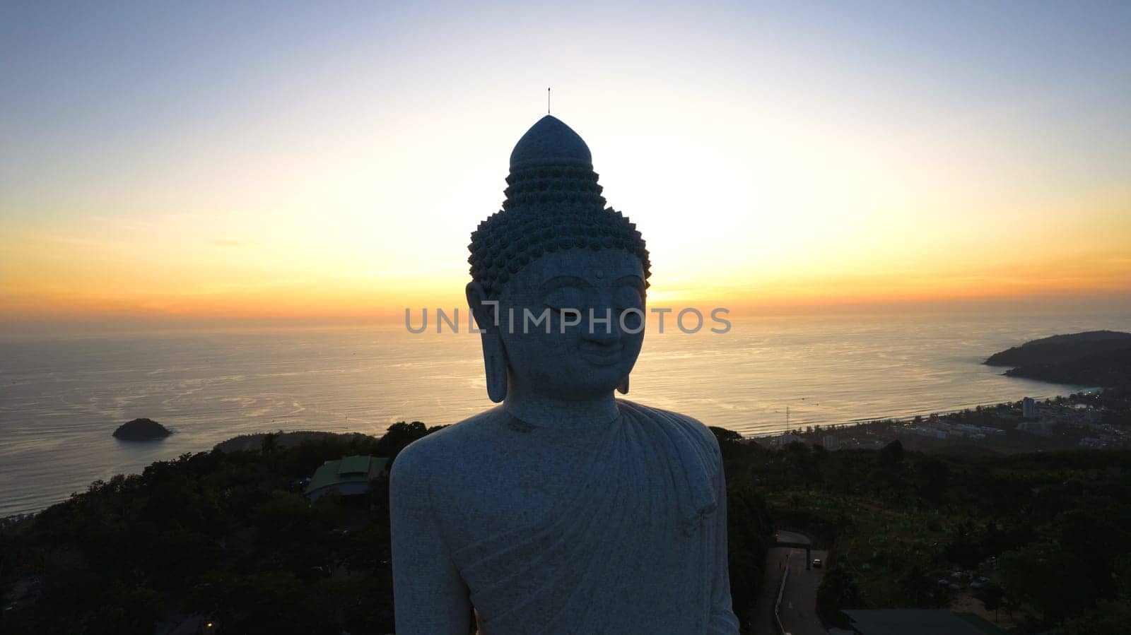 Big Buddha at sunset view from a drone. Phuket by Passcal