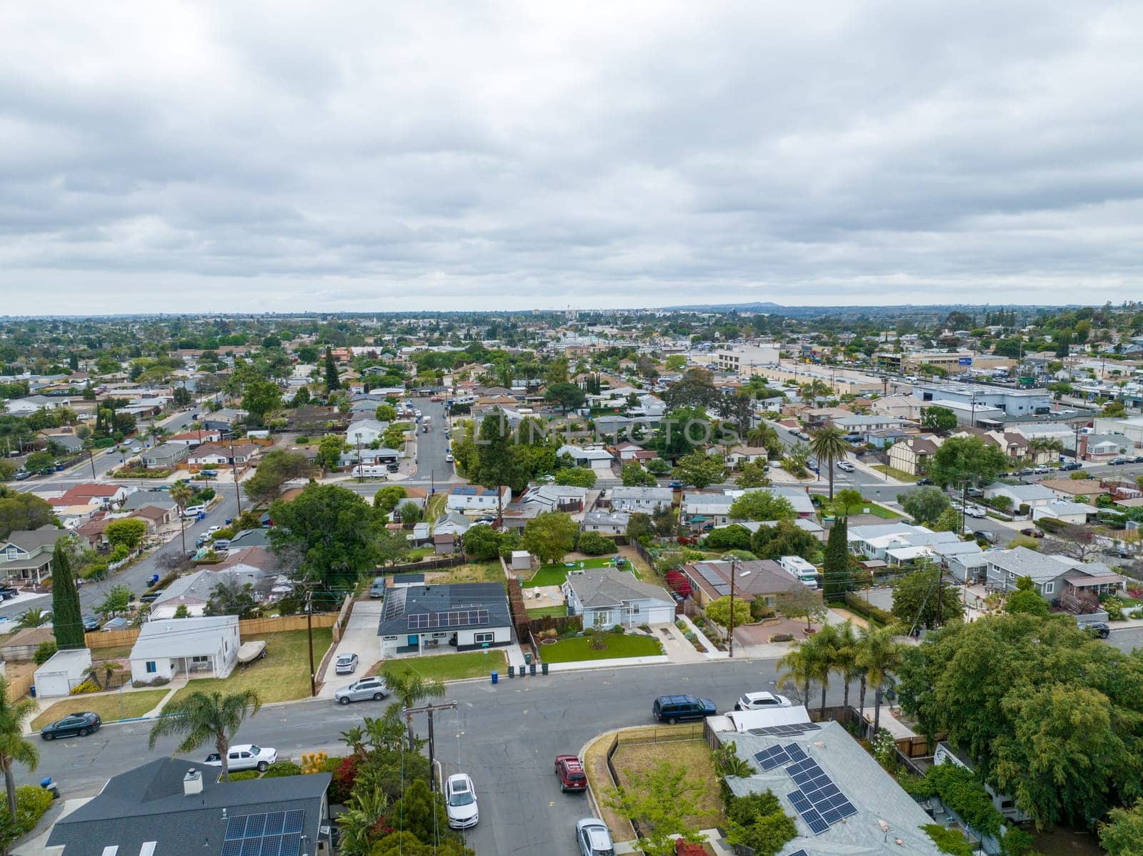 Aerial view of house in La Mesa City in San Diego, California, USA by Bonandbon