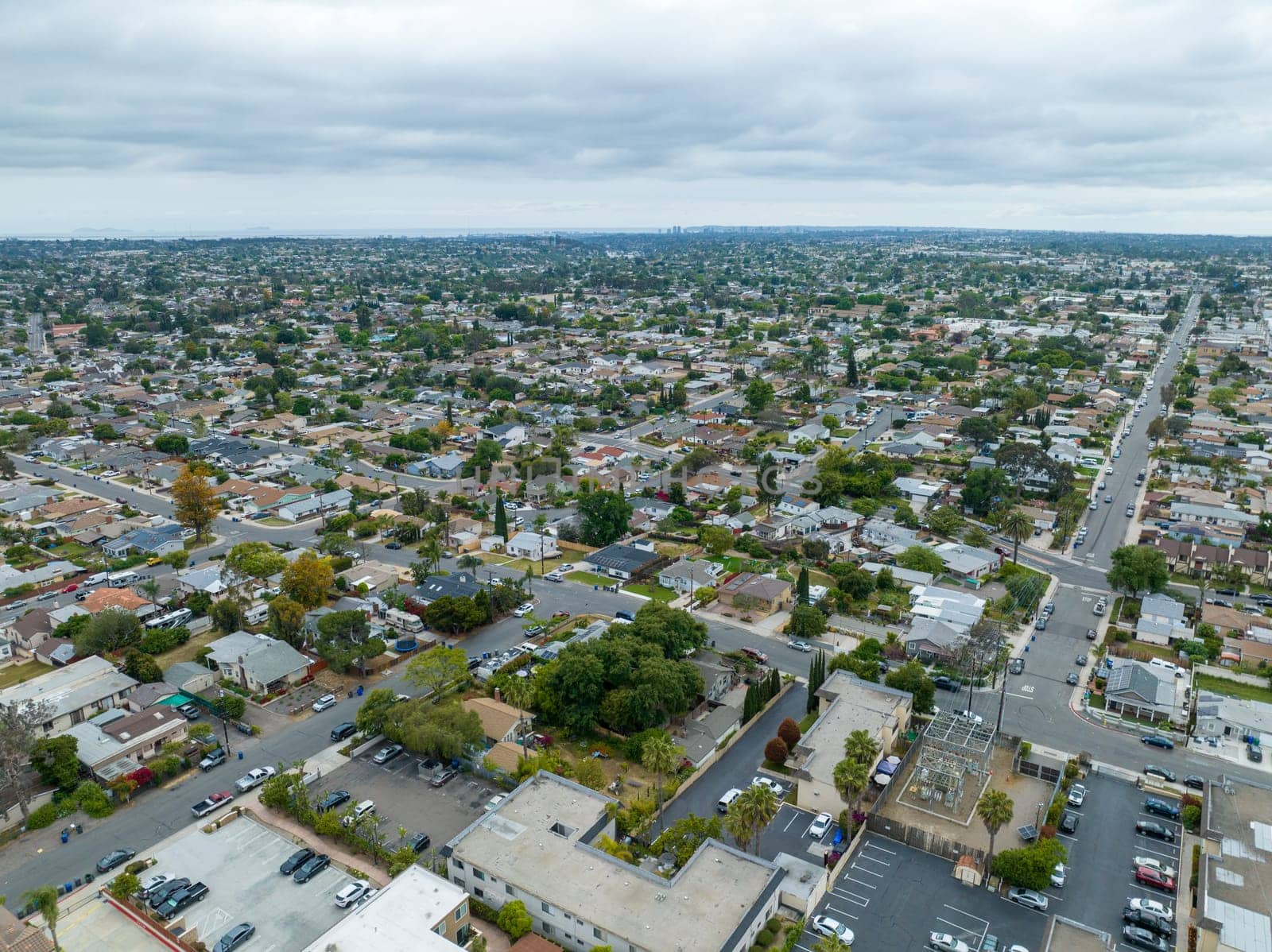 Aerial view of house in La Mesa City in San Diego, California, USA by Bonandbon