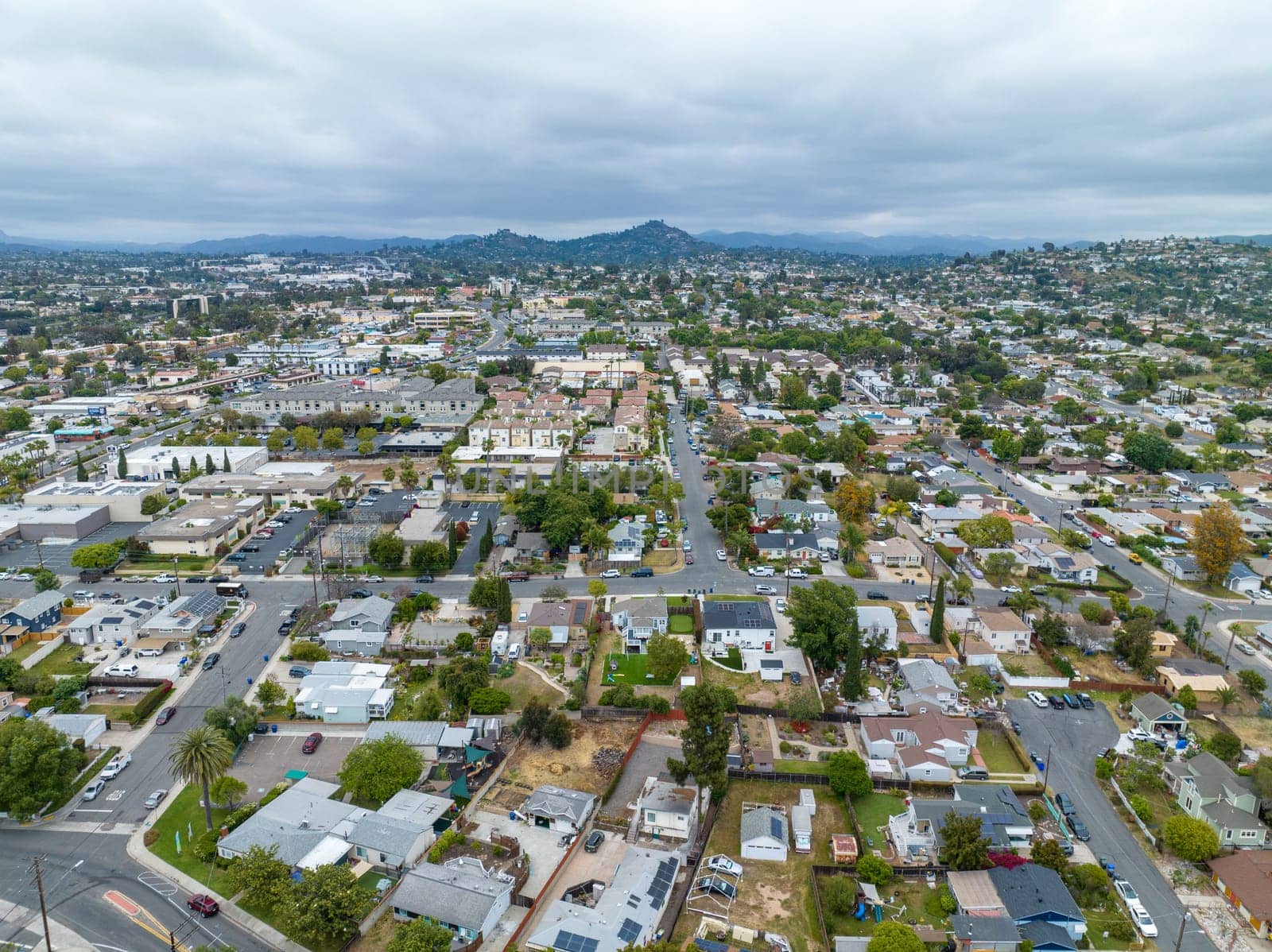 Aerial view of house in La Mesa City in San Diego, California, USA by Bonandbon