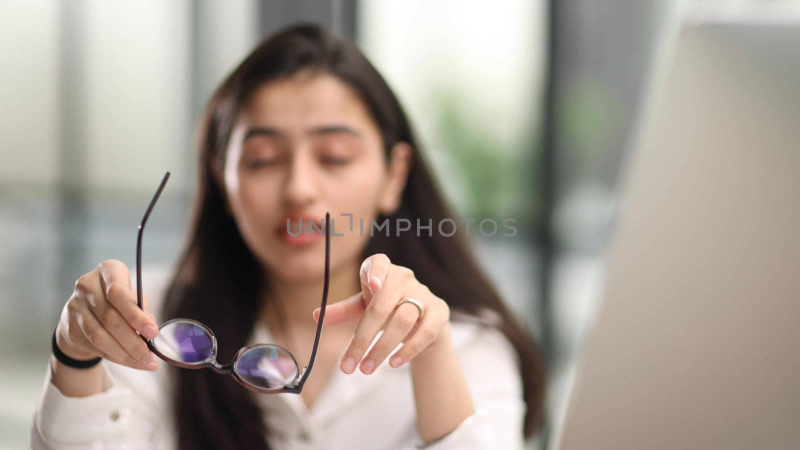 Vision, innovation and girl in corporate office ready to work on project, planning and idea