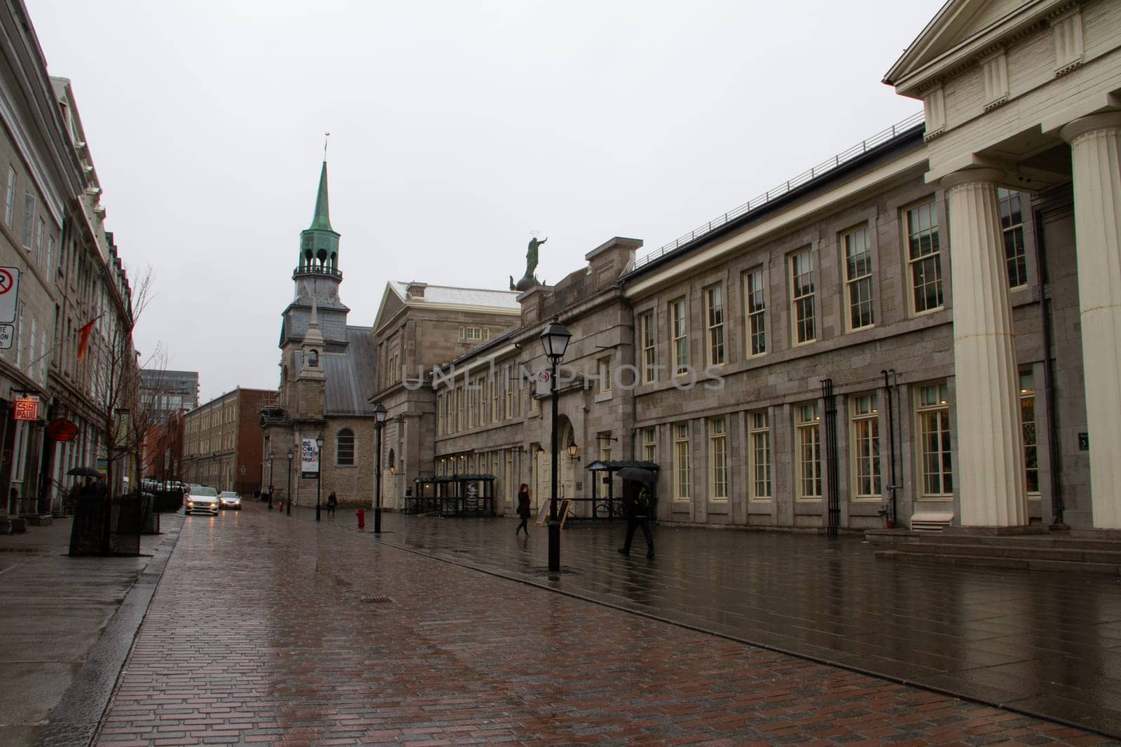 Empty streets on Saint Paul Street near Bonsecours Market on a rainy day, Old Montreal by Granchinho