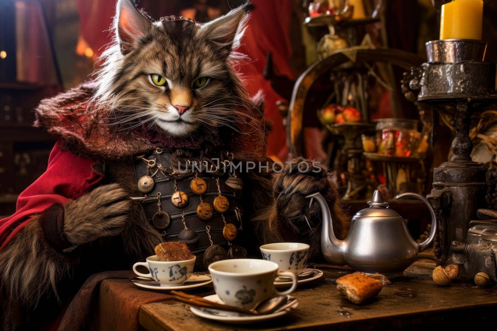 Cat in a Fairytale Drinking Tea by pippocarlot