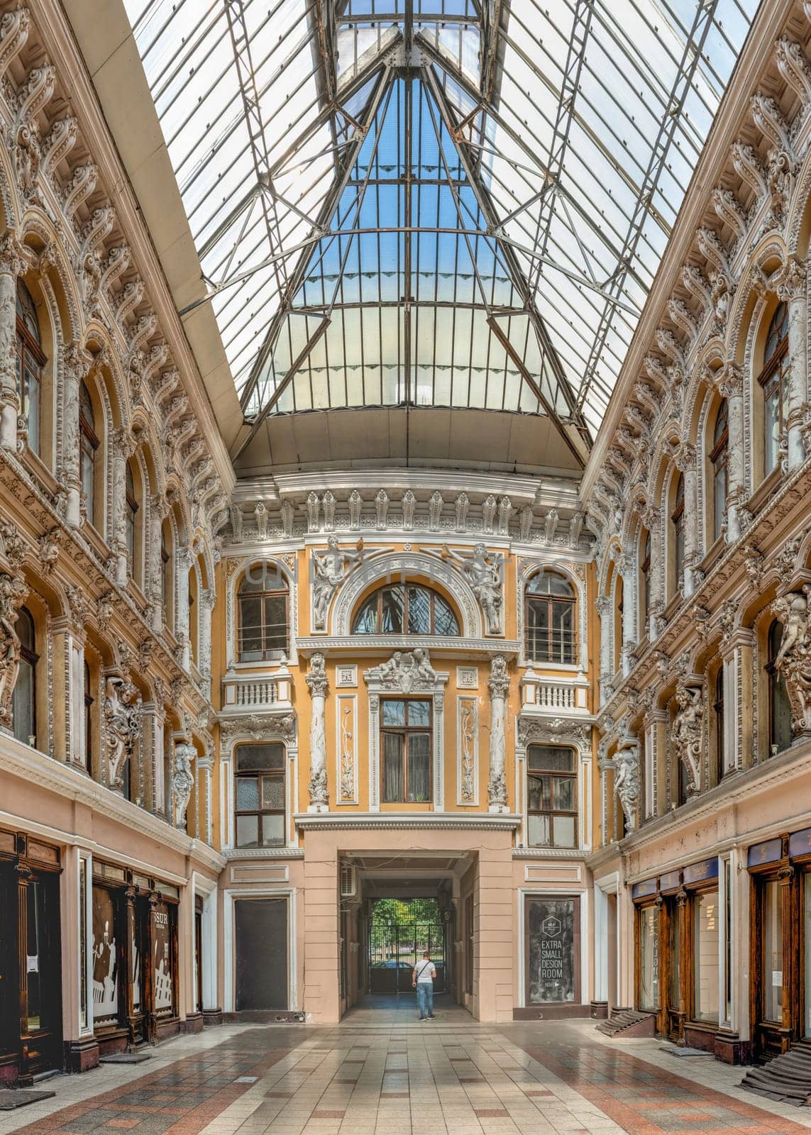 Odessa, Ukraine 22.06.2023. Interior courtyard of the historical building Passage in Odessa, Ukraine at day