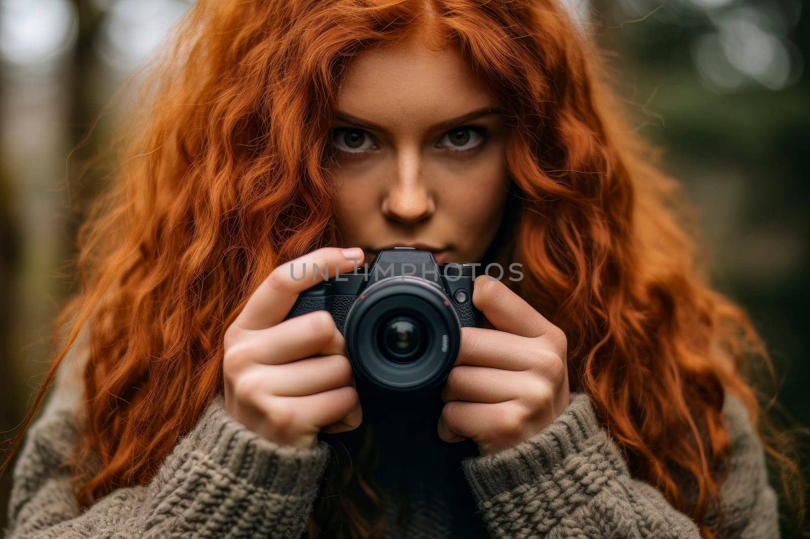 Enthusiastic young woman with a camera in hand, ready to capture the world's beauty.