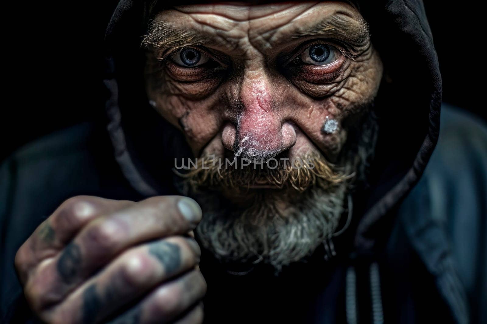Elderly Man with Cocaine-Stained Nose by pippocarlot