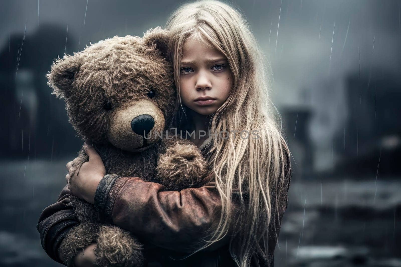 Seeking Comfort: Girl Embracing Teddy Bear for Solace by pippocarlot