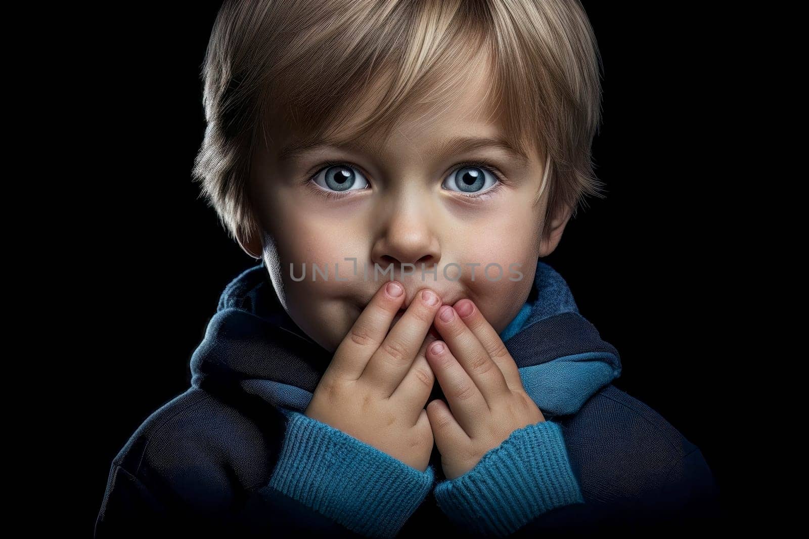 A compelling photo capturing a child covering their mouth, representing the concept of self-censorship