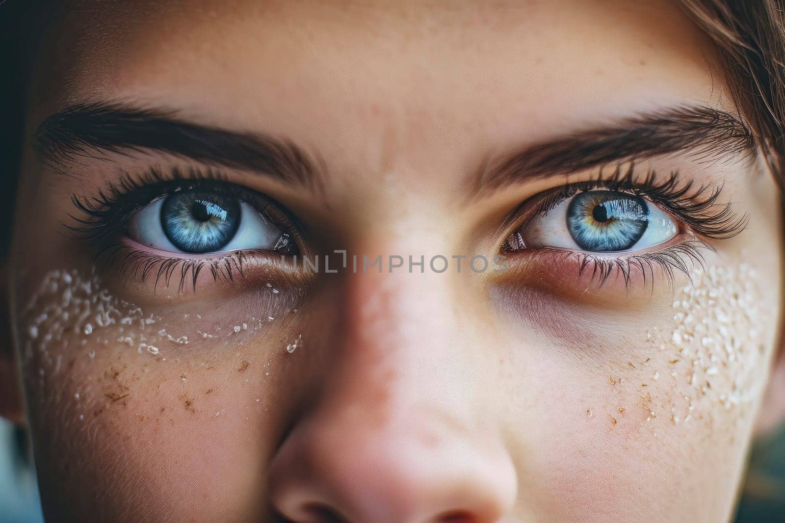 Mesmerizing close-up shot capturing the captivating beauty of a girl's striking blue eyes.