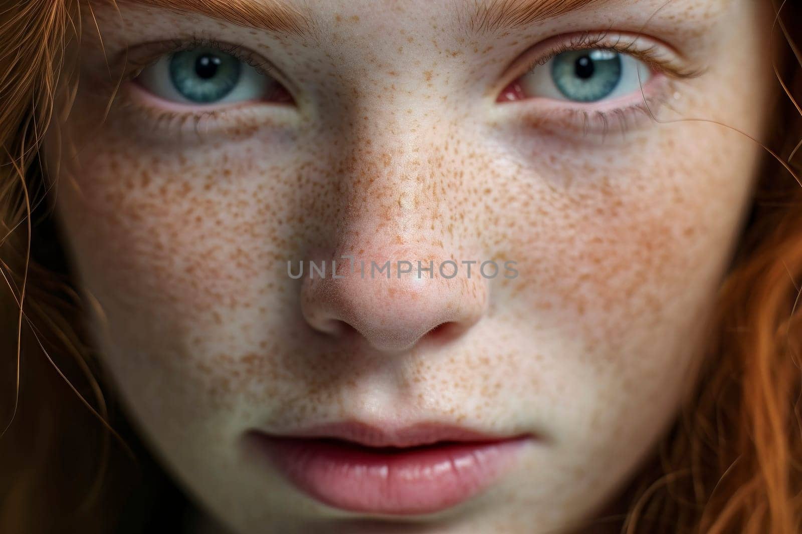Close-Up Portrait of Redheaded Girl with Freckles by pippocarlot