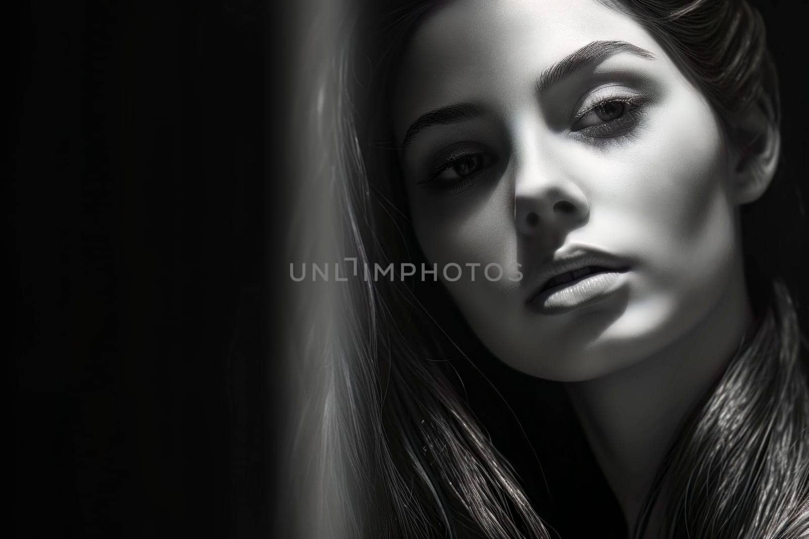 Capture the timeless beauty of a sweet girl in a captivating black and white portrait.