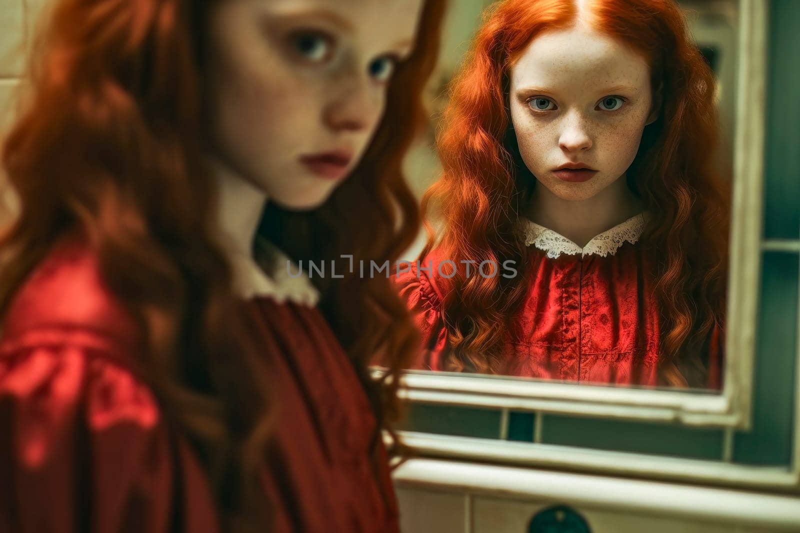 Reflections of Identity: Young Girl with Dual Personalities by pippocarlot