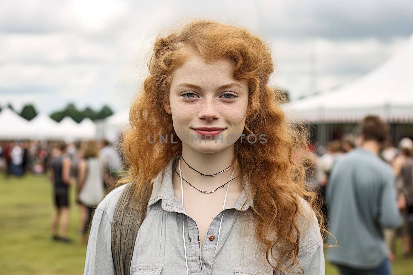 Smiling Redhead Girl at Outdoor Party by pippocarlot