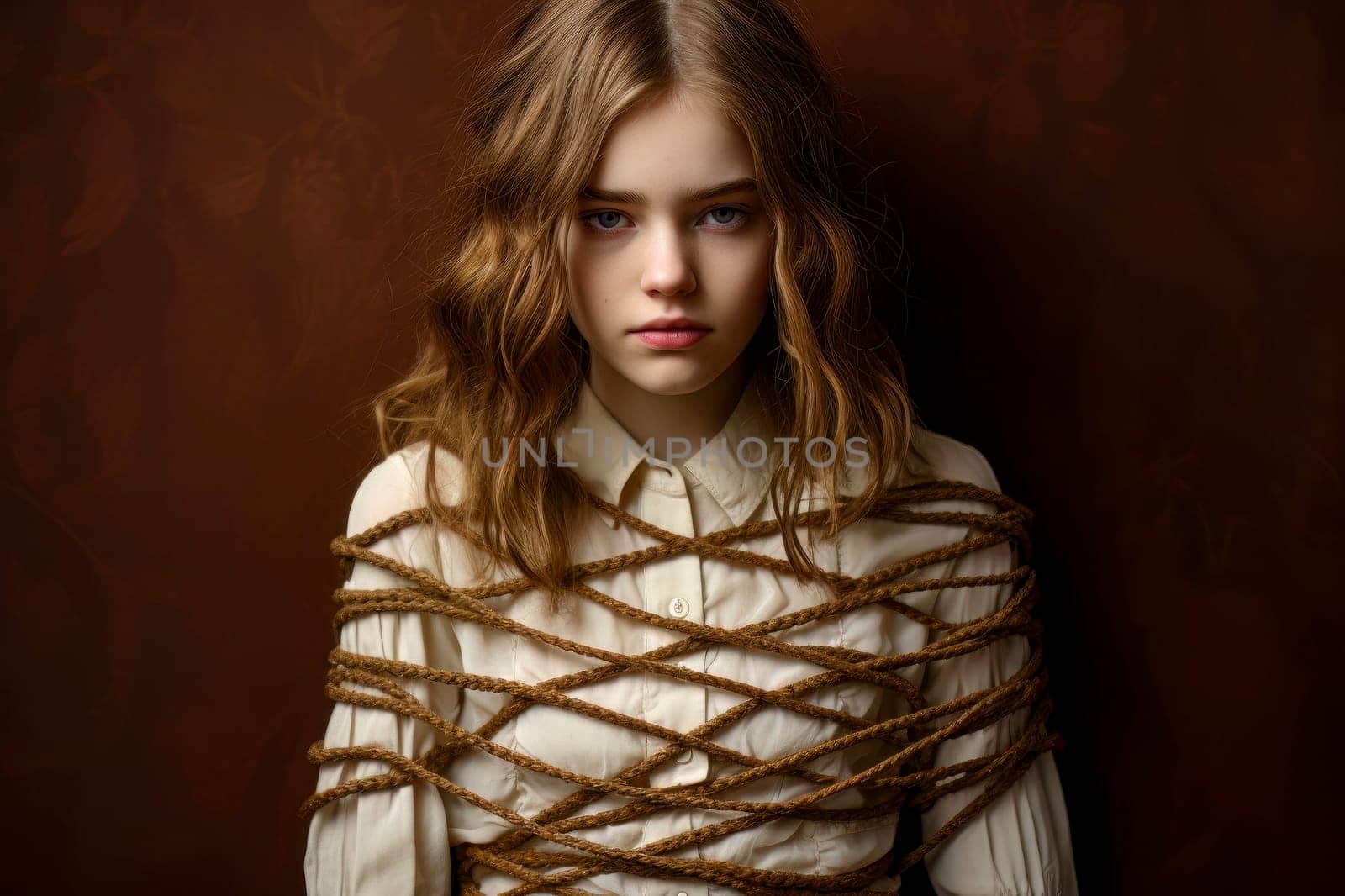 Sad Girl Restrained: Symbol of Suppressed Youth by pippocarlot