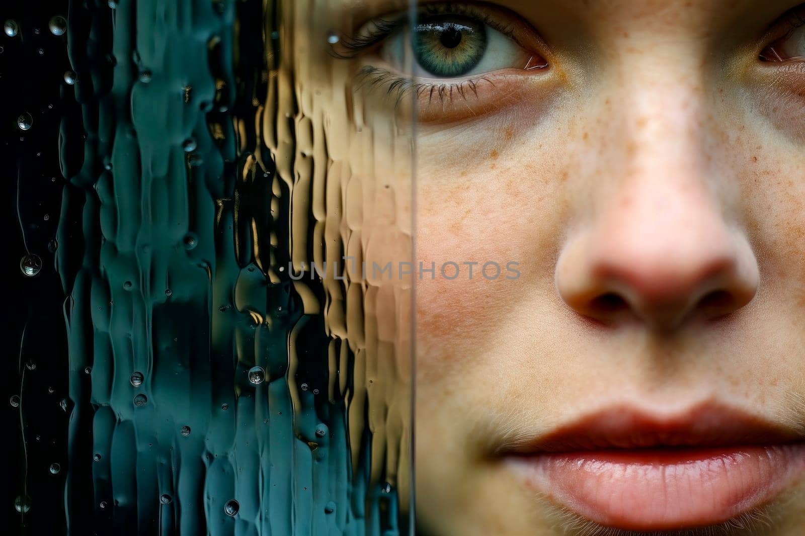 Close-Up Shot of a Girl Behind the Glass by pippocarlot