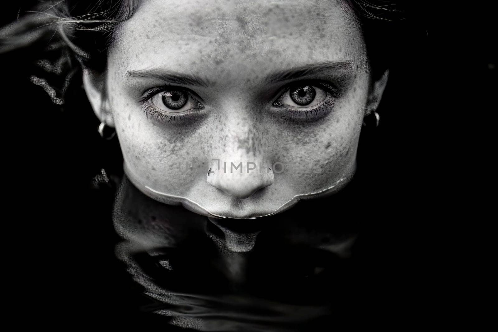 Emerging Beauty: Portrait of a Girl's Face Rising from the Water by pippocarlot