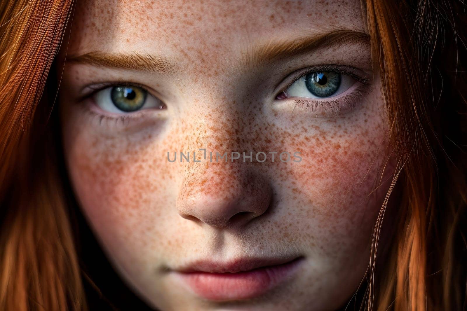 Close-Up Portrait of Redheaded Girl with Freckles by pippocarlot