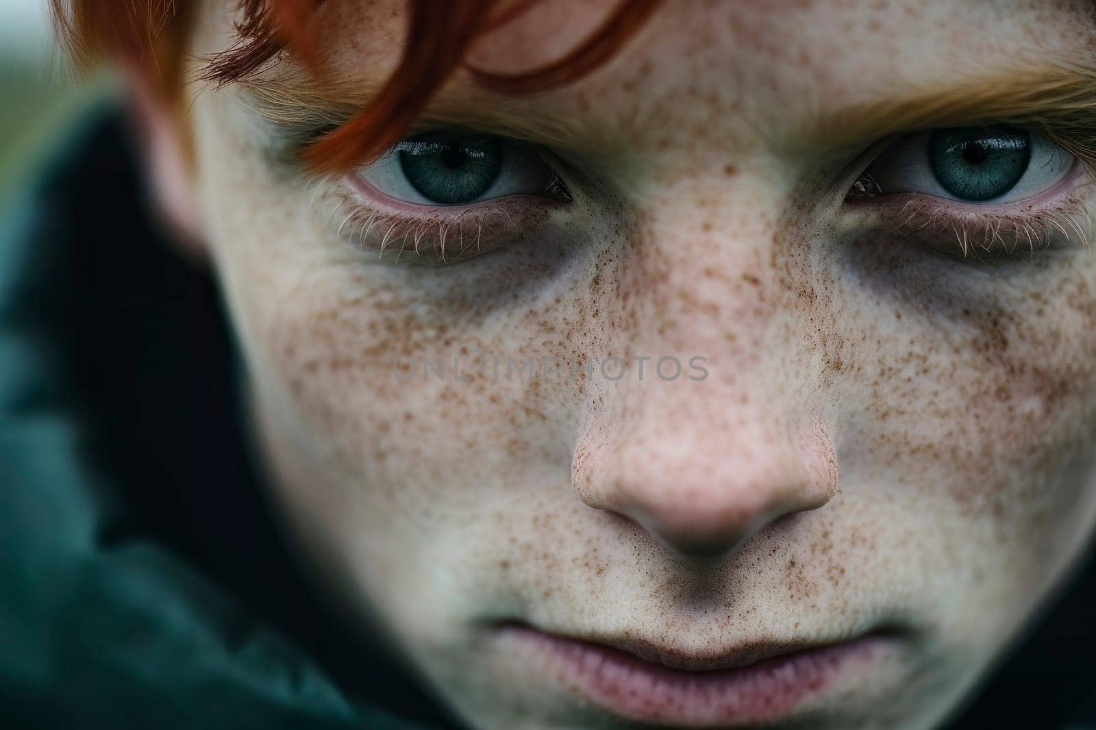 This captivating photo captures the defiant gaze of a young boy, filled with anger and determination