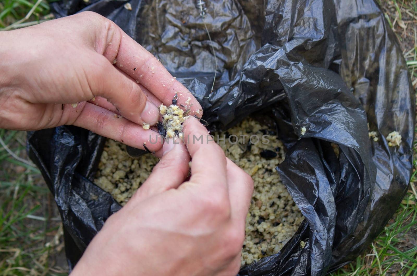 fishing tackle bait, fishing river. Selective focus nature