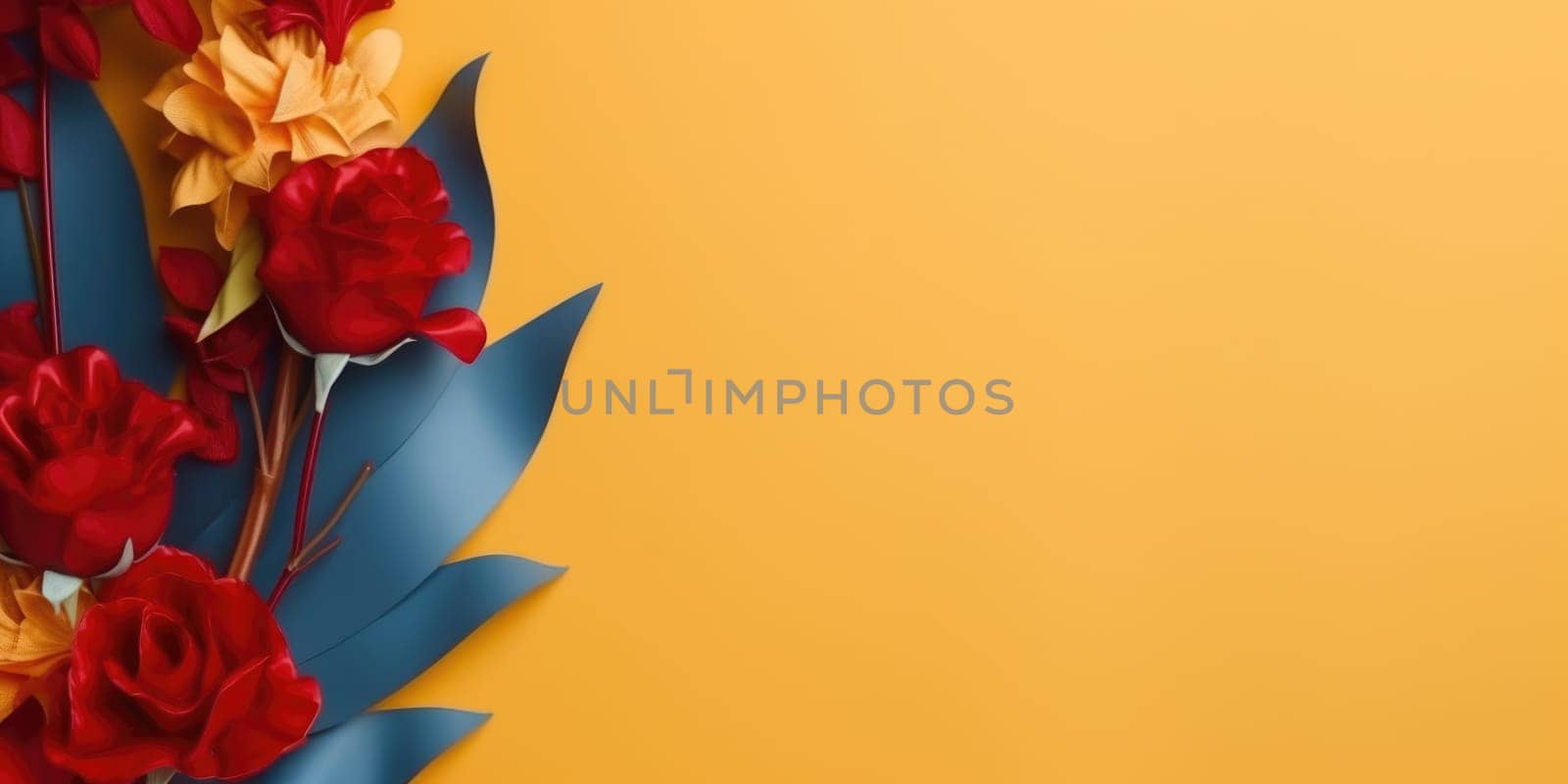 beautiful abstract red yellow blue floral design background. beautiful Generative AI AIG32