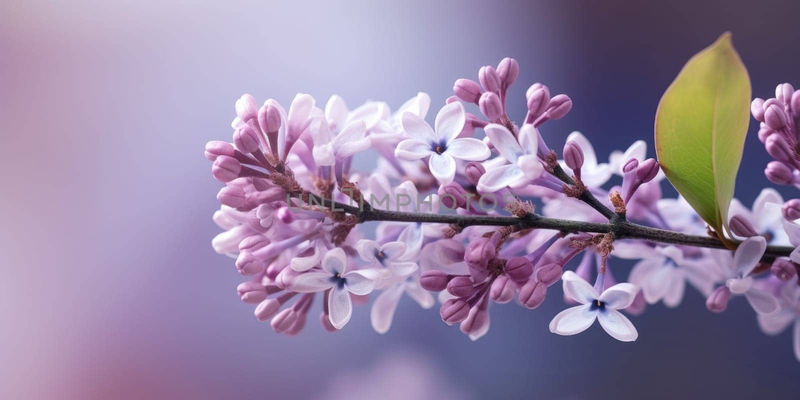 The close up of blooming lilac flowers with blur background. Generative AI AIG27.