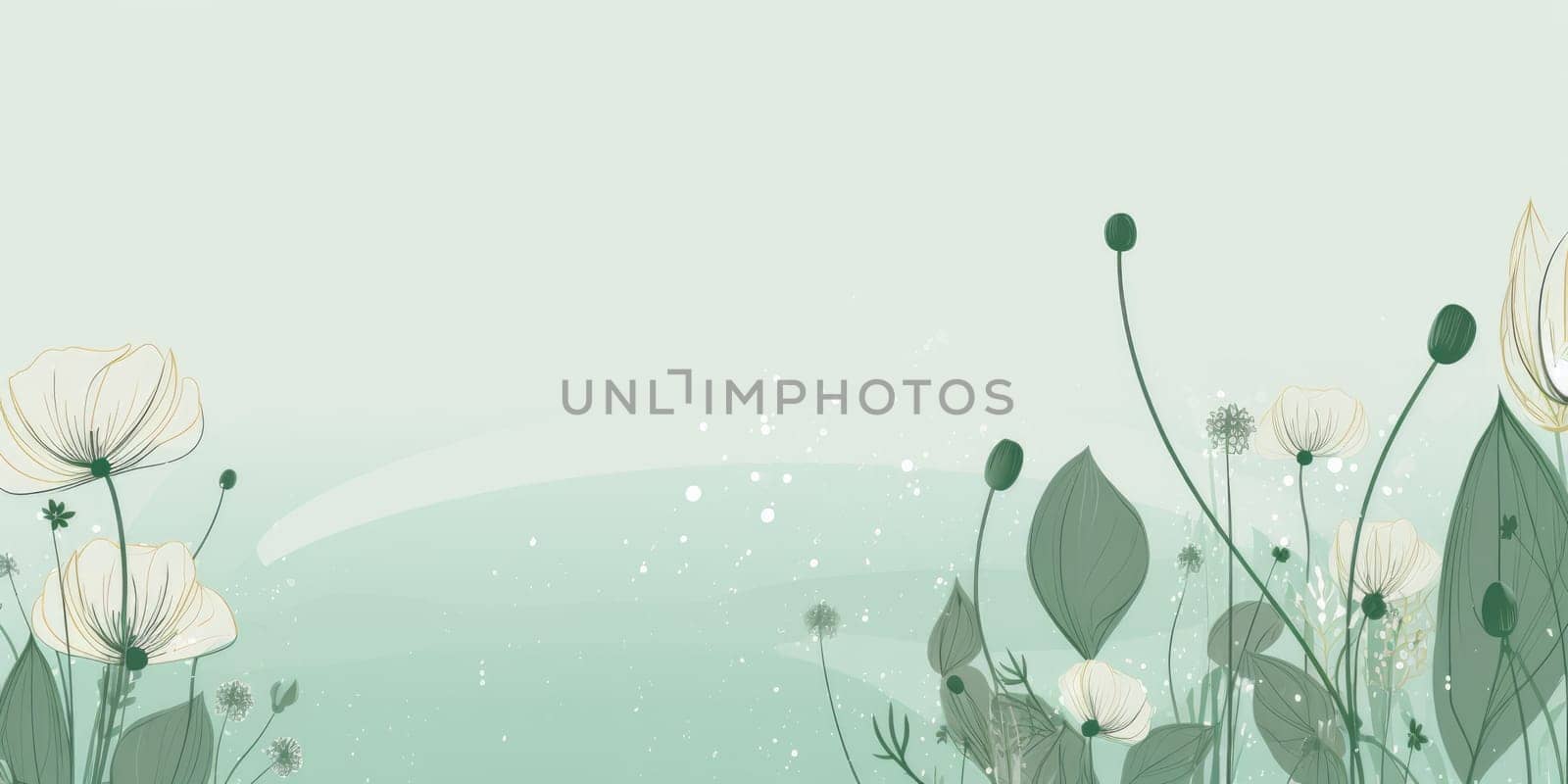 Beautiful abstract green simple doodle cartoon floral design background. beautiful Generative AI AIG32