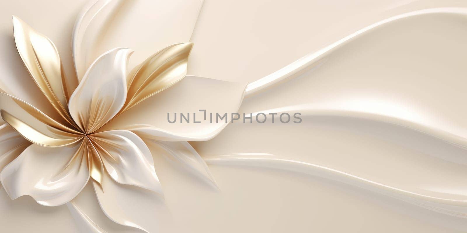 Beautiful abstract beige and white glossy metallic floral design background. beautiful Generative AI AIG32