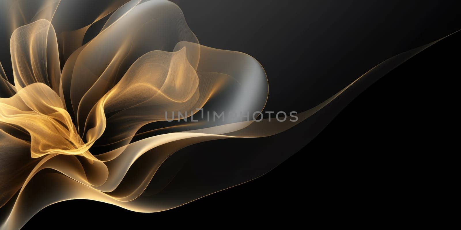 Beautiful abstract black and gold luxury transparent floral design background. beautiful Generative AI AIG32
