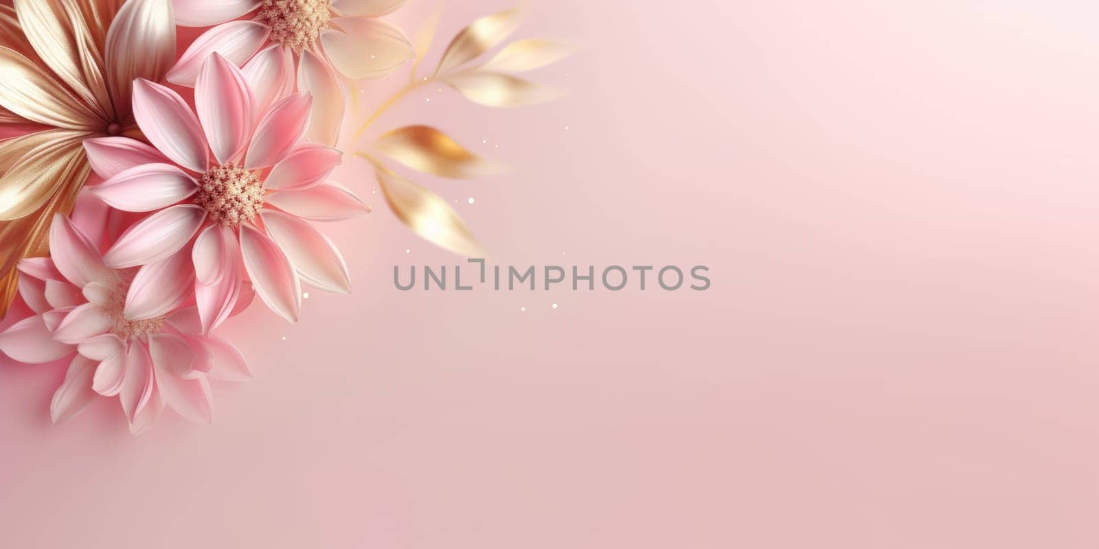 Beautiful abstract gold and pink floral design background. beautiful Generative AI AIG32