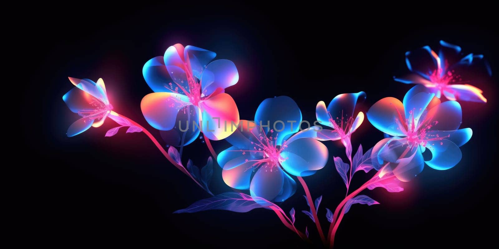 Beautiful abstract neon light transparent floral design background. generative ai AIG32 by biancoblue